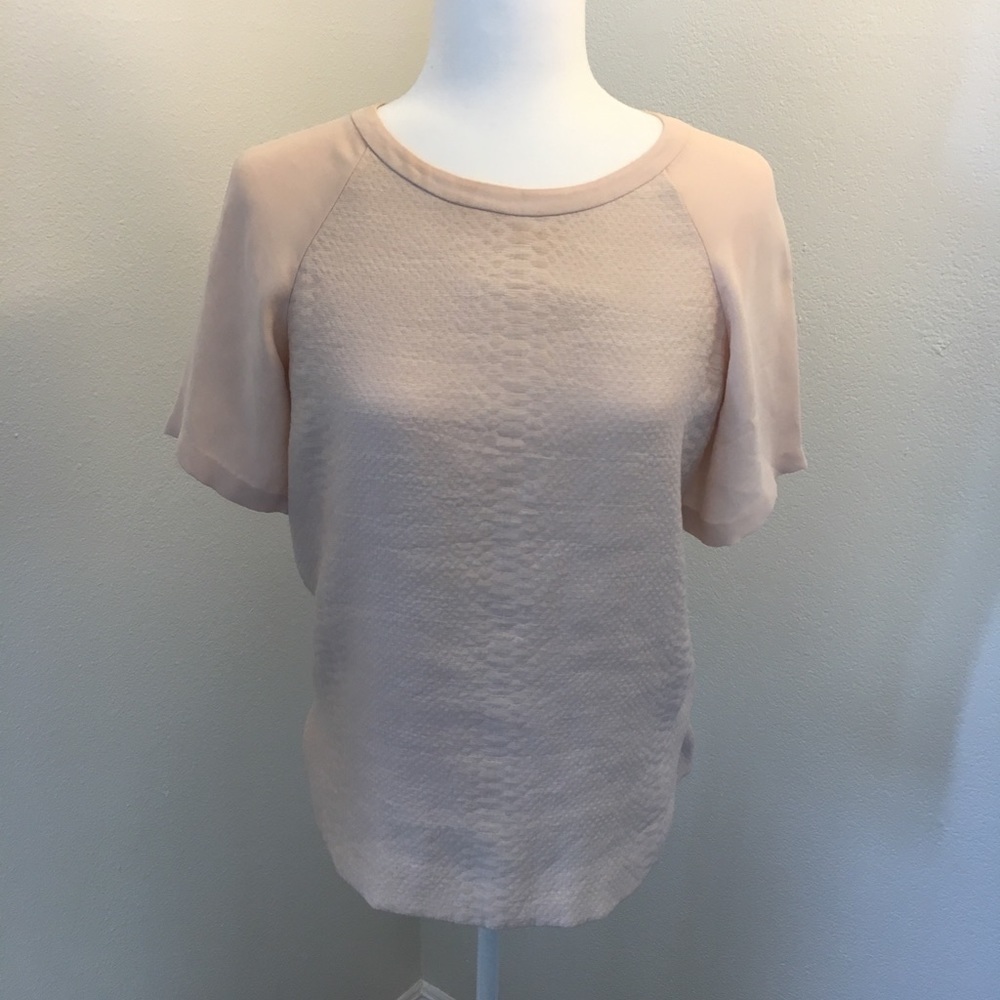 VINCE Blush Short Sleeve Chiffon Top XXS